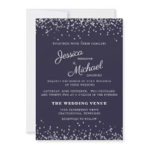 ネイビ結婚ーブルシルバーグリッタースクリプエレガントト