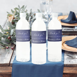 ネイビ結婚ーブルホワイトハート感謝していユー ペットボトルラベル