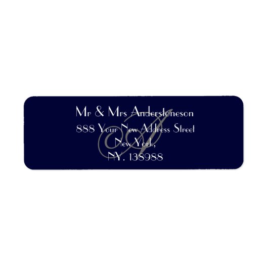 ネイビ結婚ーブルモノグラムRSVP差出人住所 ラベル (正面)