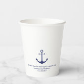 ネイビ結婚ー航海のブルー白いかりモノグラム 紙コップ (裏面)