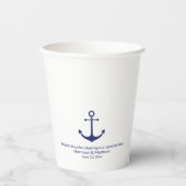 ネイビ結婚ー航海のブルー白いかりモノグラム 紙コップ (正面)