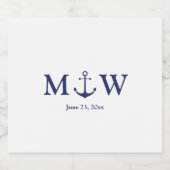 ネイビ結婚ー航海の・ブルー・ホワイト・モノグラム ビールラベル (シングルラベル)