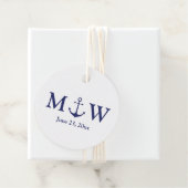 ネイビ結婚ー航海の・ブルー・ホワイト・モノグラム フェイバータグ (インサイチュ)