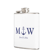 ネイビ結婚ー航海の・ブルー・モノグラムの好意 フラスク (左)