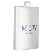 ネイビ結婚ー航海の・ブルー・モノグラムの好意 フラスク (右)