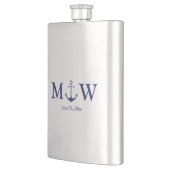 ネイビ結婚ー航海の・ブルー・モノグラムの好意 フラスク (左)