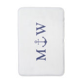 ネイビ結婚ー航海の・ブルー・モノグラム バスマット (正面縦)