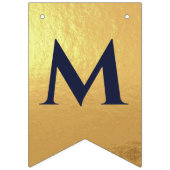 ネイビ結婚ー・ブルーのフェイク金ゴールドハートミセス・ネーム バンティングフラッグ (第2の旗)