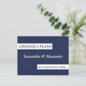 ネイビ結婚ー・ブルーの計モダン画の変更 ポストカード (スタンド正面)