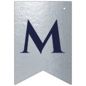 ネイビ結婚ー・ブルーフェイク・シルバーのハート夫妻 バンティングフラッグ (第2の旗)