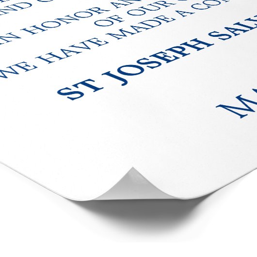 ネイビ結婚ー・ブルー書道への寄贈のサイン ポスター (角)