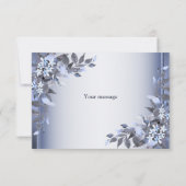 ネイビ結婚ー・ブルー・フローラ・シルバーエレガント サンキューカード (裏面)