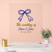 ネイビ結婚ー・ブルー・ボウ・カップルの名前 アクリルサイン (ウェディング)