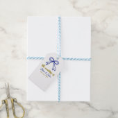 ネイビ結婚ー・ブルー・ボウ・カップルの名前 ギフトタグ (より糸付き)