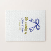 ネイビ結婚ー・ブルー・ボウ・カップルの名前 ジグソーパズル (横)