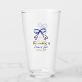 ネイビ結婚ー・ブルー・ボウ・カップルの名前 タンブラーグラス (裏面)