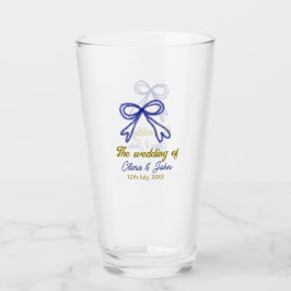 ネイビ結婚ー・ブルー・ボウ・カップルの名前 タンブラーグラス
