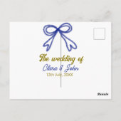 ネイビ結婚ー・ブルー・ボウ・カップルの名前 ポストカード (裏面)