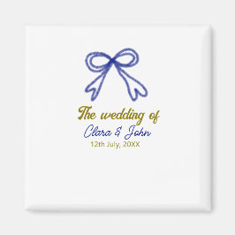 ネイビ結婚ー・ブルー・ボウ・カップルの名前 マグネット