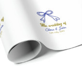 ネイビ結婚ー・ブルー・ボウ・カップルの名前 ラッピングペーパー (ロールコーナー)