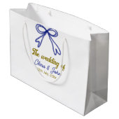 ネイビ結婚ー・ブルー・ボウ・カップルの名前 ラージペーパーバッグ (裏面アングル)
