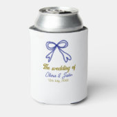 ネイビ結婚ー・ブルー・ボウ・カップルの名前 缶クーラー (缶裏面)