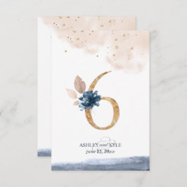 ネイビ結婚ー、赤面、金ゴールドのテーブル番号 招待状