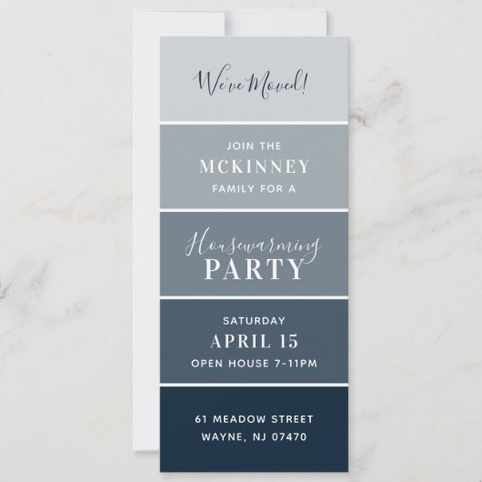 ネイビ絵を描ス・スウォッチカード引っ越し祝いパーティーパーティー招待状 招待状 (正面)