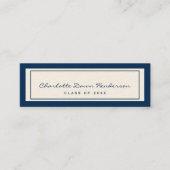ネイビ縁どベージュ色卒業発表の名刺 コーリングカード (正面)