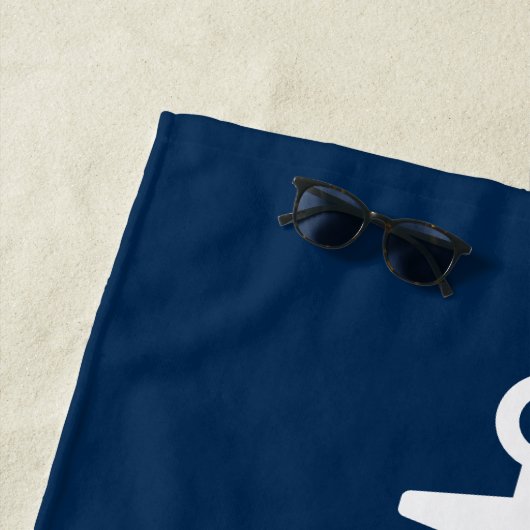 ネイビ航海のいかりカスタムブライデスメイド名 ビーチタオル (インサイチュ)