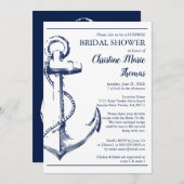 ネイビ航海のいかりサプライズブライダルシャワーレシピ 招待状 (正面/裏面)