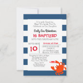 ネイビ航海のガニパーソナライズされた小洗礼 招待状 (正面)