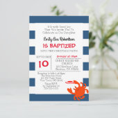 ネイビ航海のガニパーソナライズされた小洗礼 招待状 (スタンド正面)