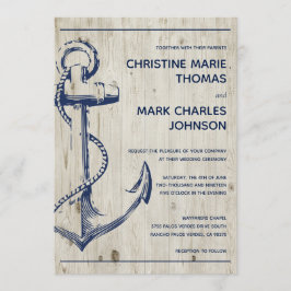 ネイビ航海のスケッチ結婚いかり素朴ズ 招待状