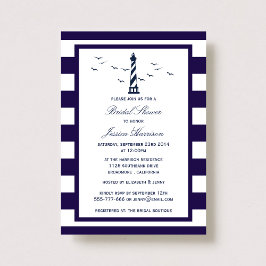 ネイビ航海のストライプーブライダルシャワー 招待状