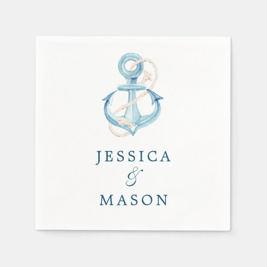 ネイビ航海のス結婚カクテルナプキン スタンダードカクテルナプキン (正面)