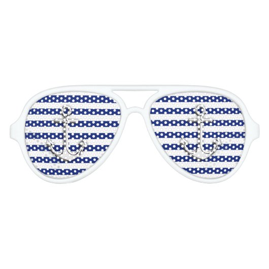 ネイビ航海のーいかりにクロムのようなストライプ アビエーターサングラス (正面)