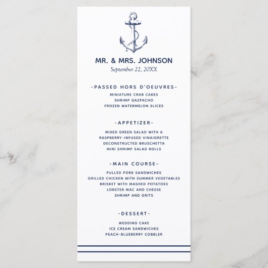 ネイビ航海のーいかりシーサイド結婚ズ メニュー (正面)
