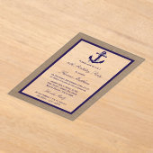 ネイビ航海のーいかりバーラップビーチバースデーパーティー アクリル招待状 (レイダウン)