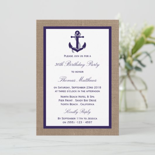 ネイビ航海のーいかりバーラップビーチバースデーパーティー 招待状 (スタンド正面)