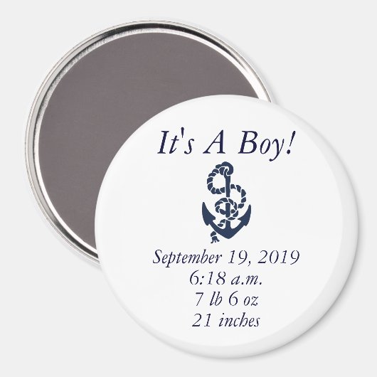 ネイビ航海のーいかりパターンの誕生アナウンス マグネット (正面/裏面)