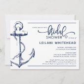ネイビ航海のーいかりブライダルシャワーホワイト 招待状 (正面)