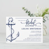 ネイビ航海のーいかりブライダルシャワーホワイト 招待状 (スタンド正面)