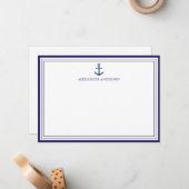 ネイビ航海のーいかりプロフェッショナル縁ど ノートカード (正面/裏面インサイチュ)