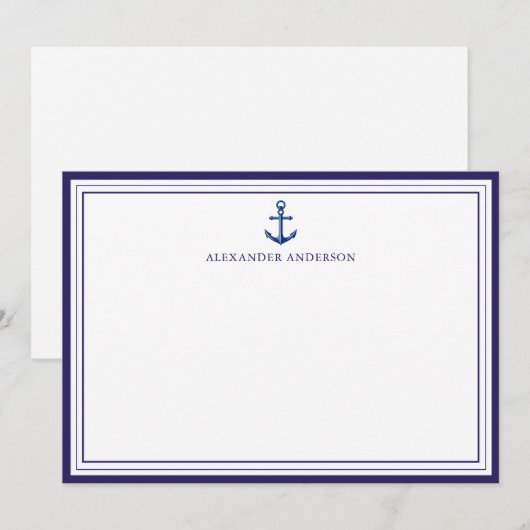 ネイビ航海のーいかりプロフェッショナル縁ど ノートカード (正面/裏面)