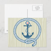 ネイビ航海のーいかりロープとハート ポストカード (正面/裏面)