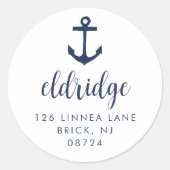 ネイビ航海のーいかり差出人住所 ラウンドシール (正面)