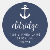 ネイビ航海のーいかり差出人住所 ラウンドシール (正面)