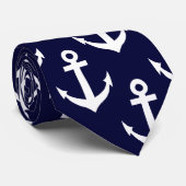 ネイビ航海のーいかり模様のネックタイ ネクタイ (ロール)