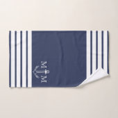 ネイビ航海のーいかり沿岸モノグラム名風呂へ バスタオルセット (ハンドタオル)
